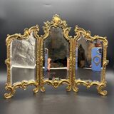 Miroir Triptyque, Bronze Doré, vers 1900.