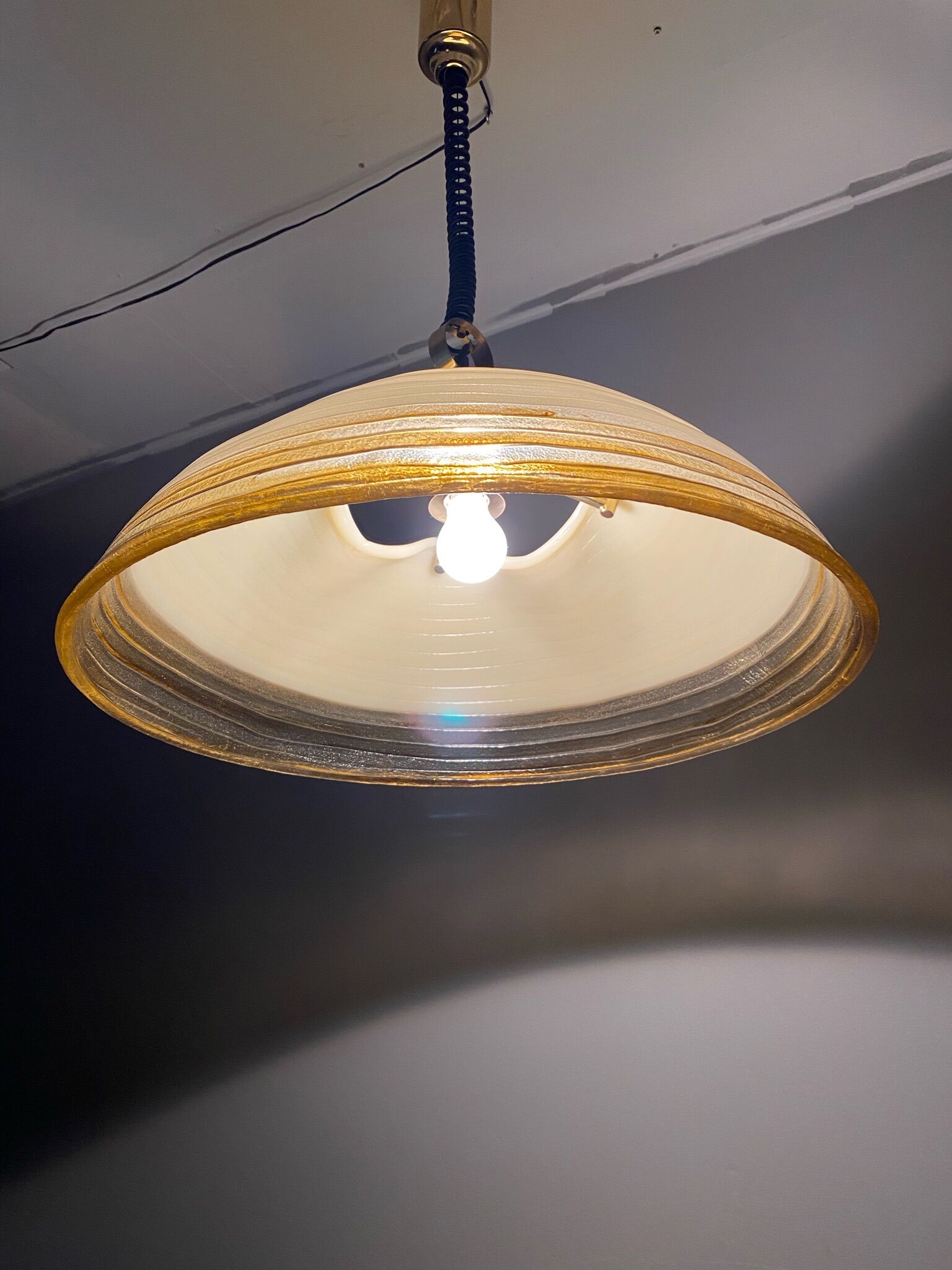 Duża okrągła lampa wisząca regulowana vintage italy 60'