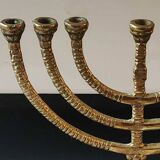 Jewish Menorah/Candlestick with 7 arms. Engraved Jerusalem, signed Wainberg Dim 16x16