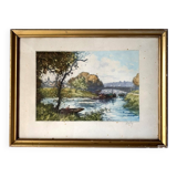 Aquarelle ancienne fin XIX encadrée signée