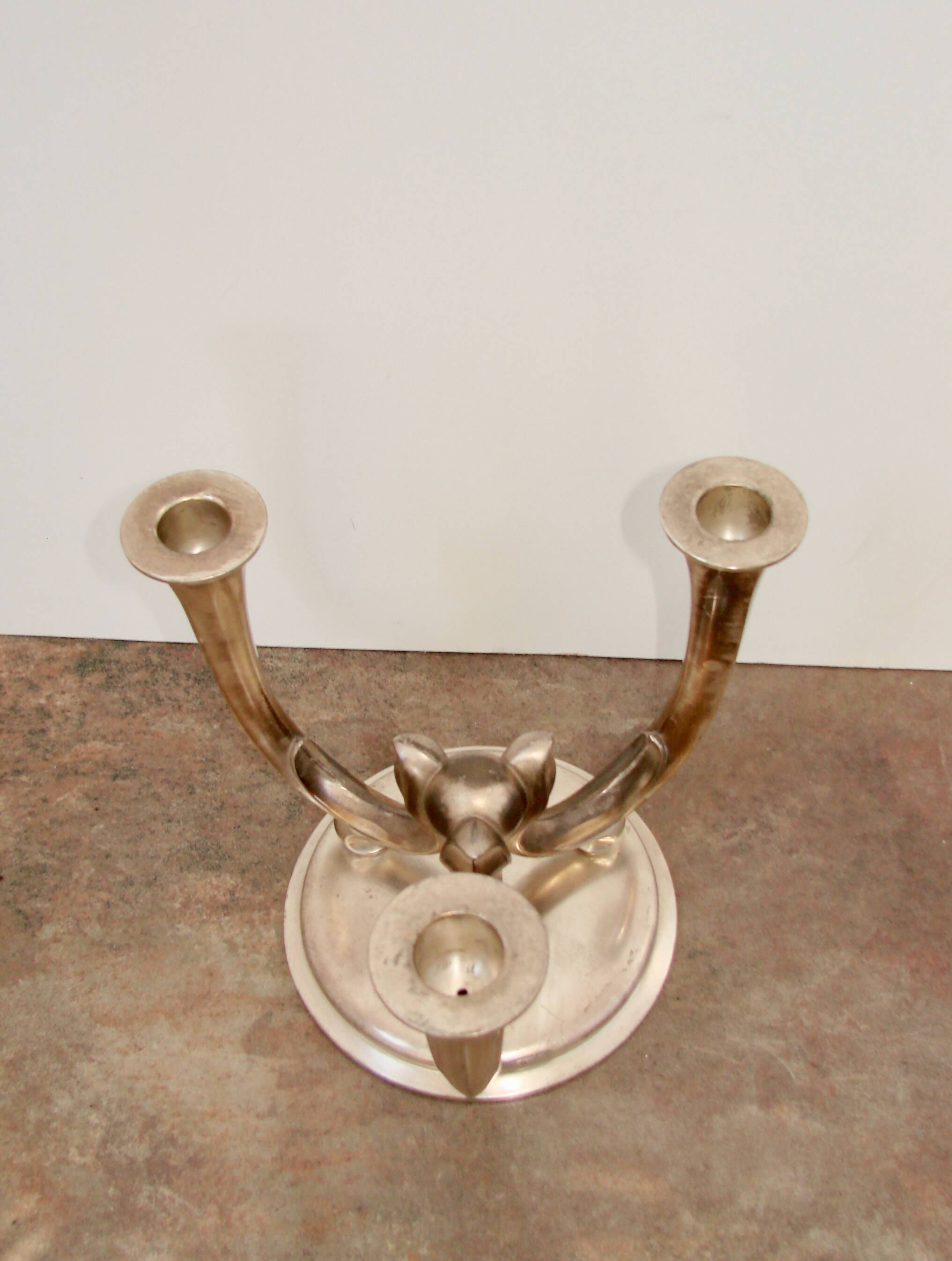 MF Germany 1940s Art Deco candlestick | Silver-plated brass |