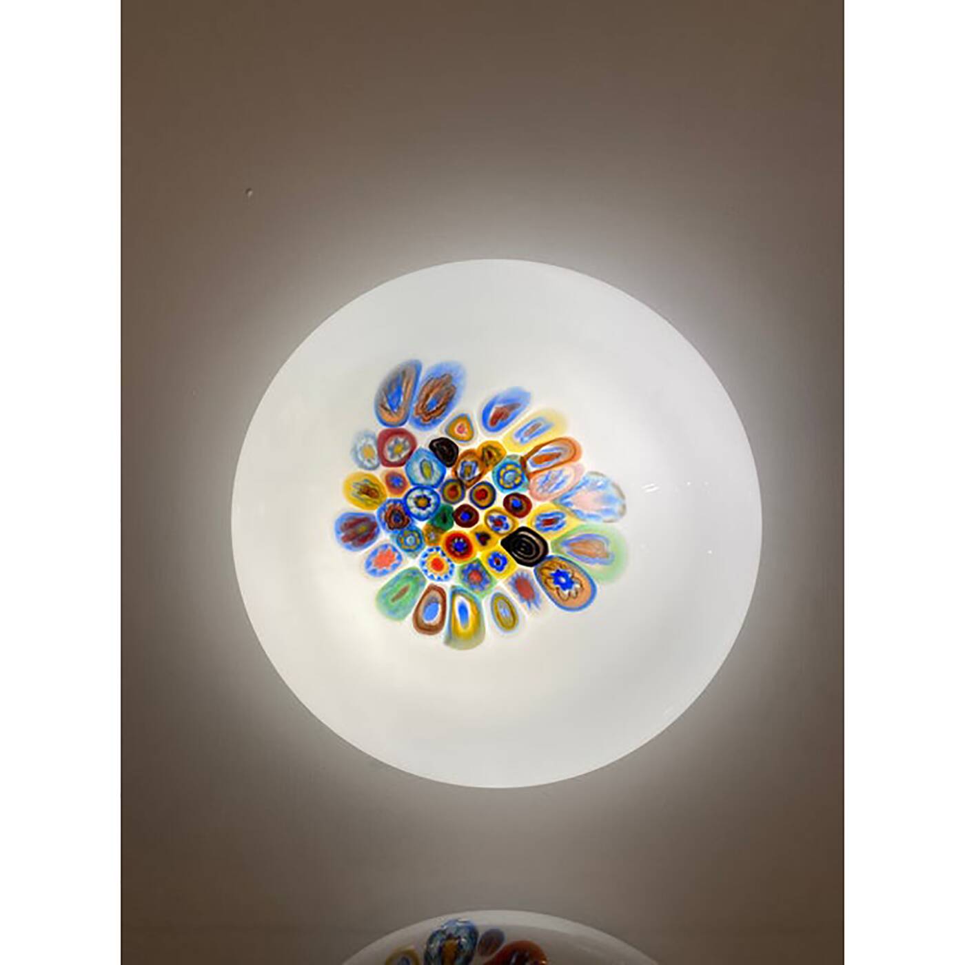 Murrine Sphere in Murano Style Glass With Multicolored Wall Sconce
