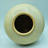 Vase boule coloquinte grés émaillé signé LL à identifier design contemporain