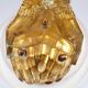 Antique hand-shaped brass soap holder