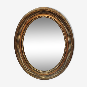 Miroir ovale bois,doré  49x39cm