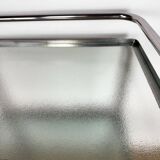 Modernist chrome and vintage frosted glass serving trolley