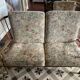 Rare set of armchairs and vintage fan-shaped bench.