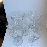 Lot of 7 champagne glasses in crystal engraved early twentieth century