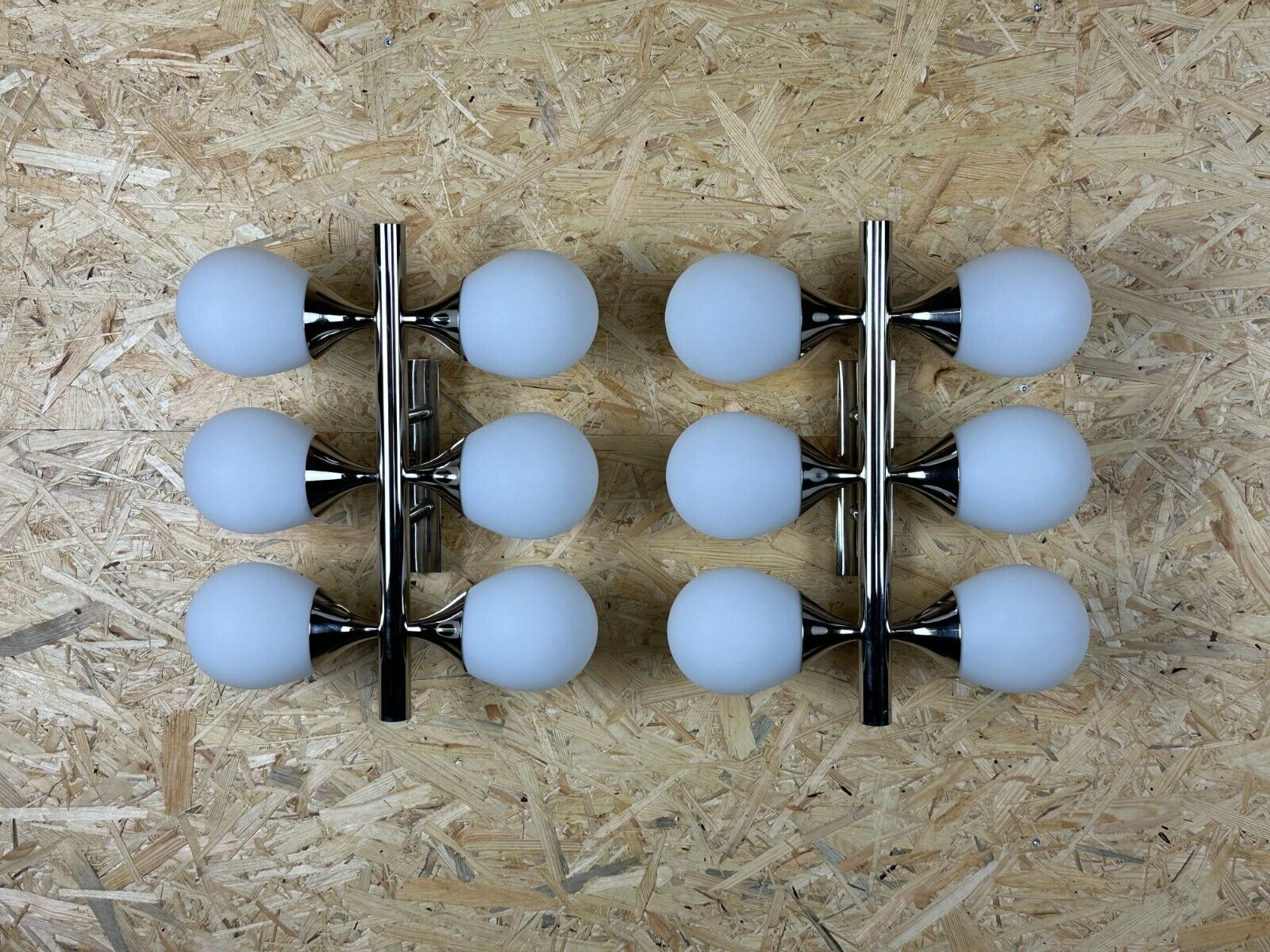 2x 60s 70s 6-bulb Sputnik wall lights by Kaiser Leuchten opal glass