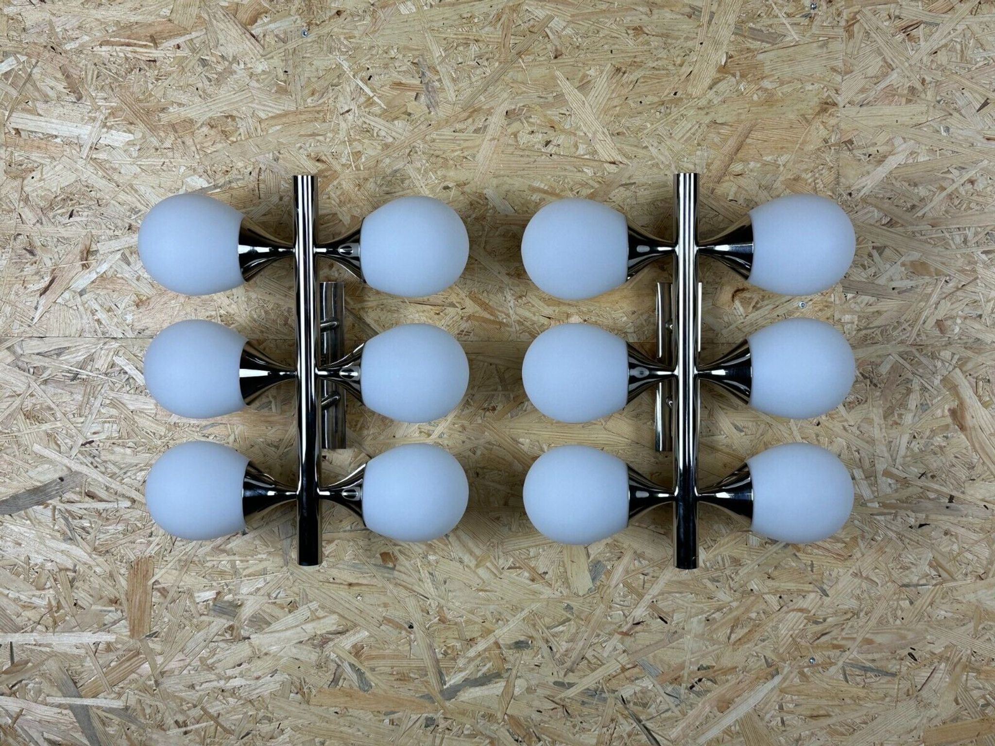 2x 60s 70s 6-bulb Sputnik wall lights by Kaiser Leuchten opal glass
