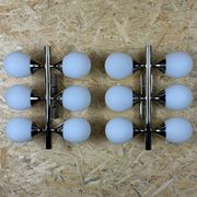 2x 60s 70s 6-bulb Sputnik wall lights by Kaiser Leuchten opal glass