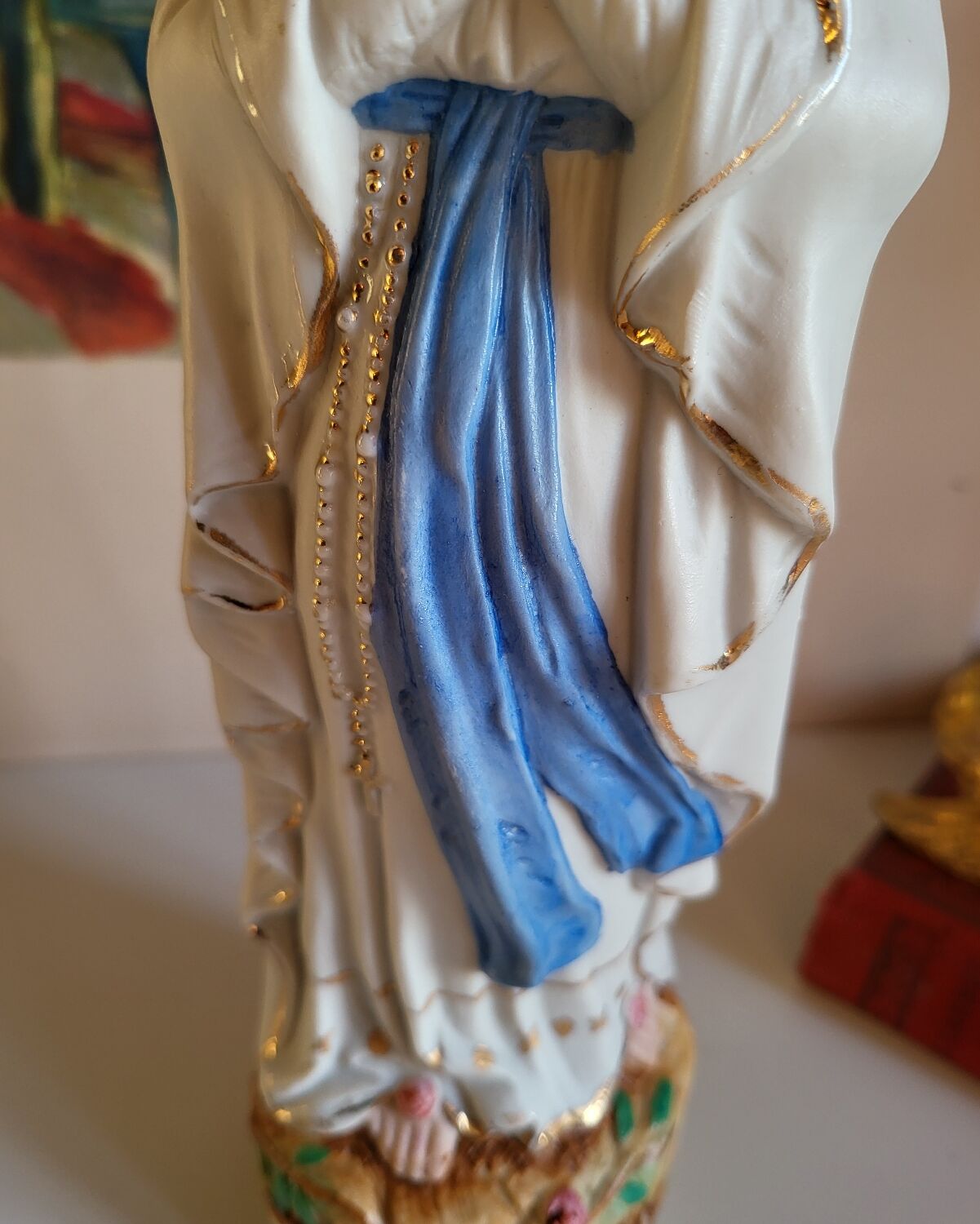 Religious Statuette of Our Lady of Lourdes, Saint Virgin Mary