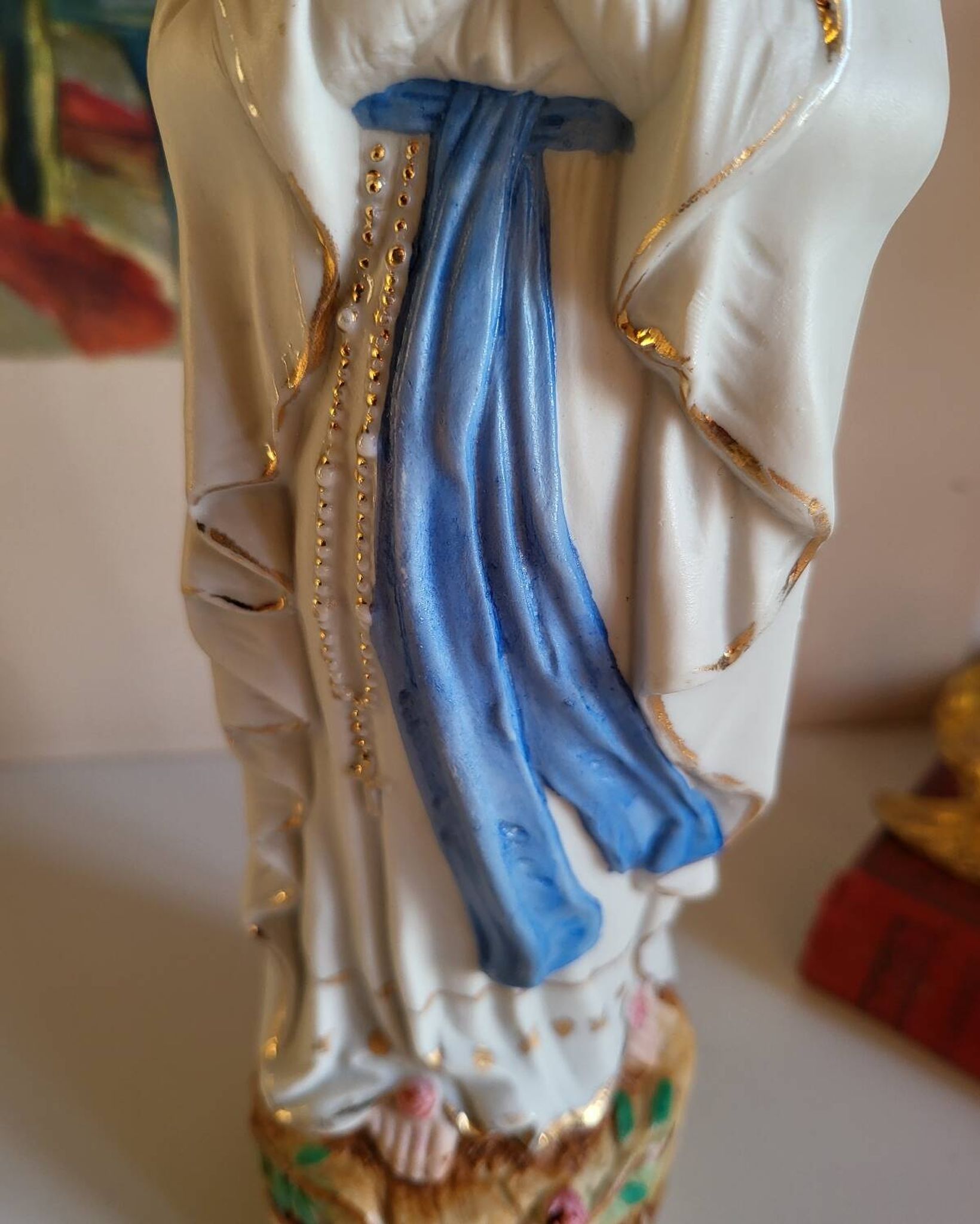Religious Statuette of Our Lady of Lourdes, Saint Virgin Mary