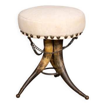 Antique 19thC Victorian Cow Horn Stool c.1890