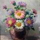 HSP painting "Bouquet of garden flowers" signed Henry circa 1950