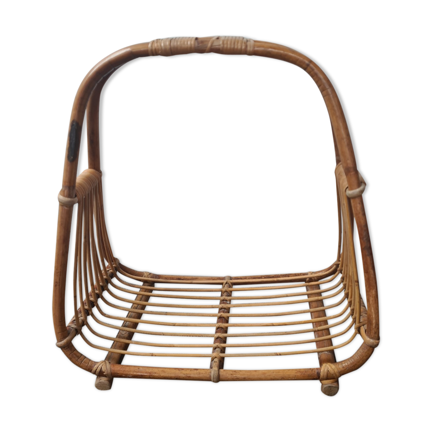Rattan log holder: vintage