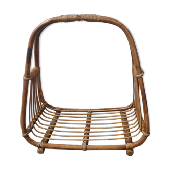 Rattan log holder: vintage