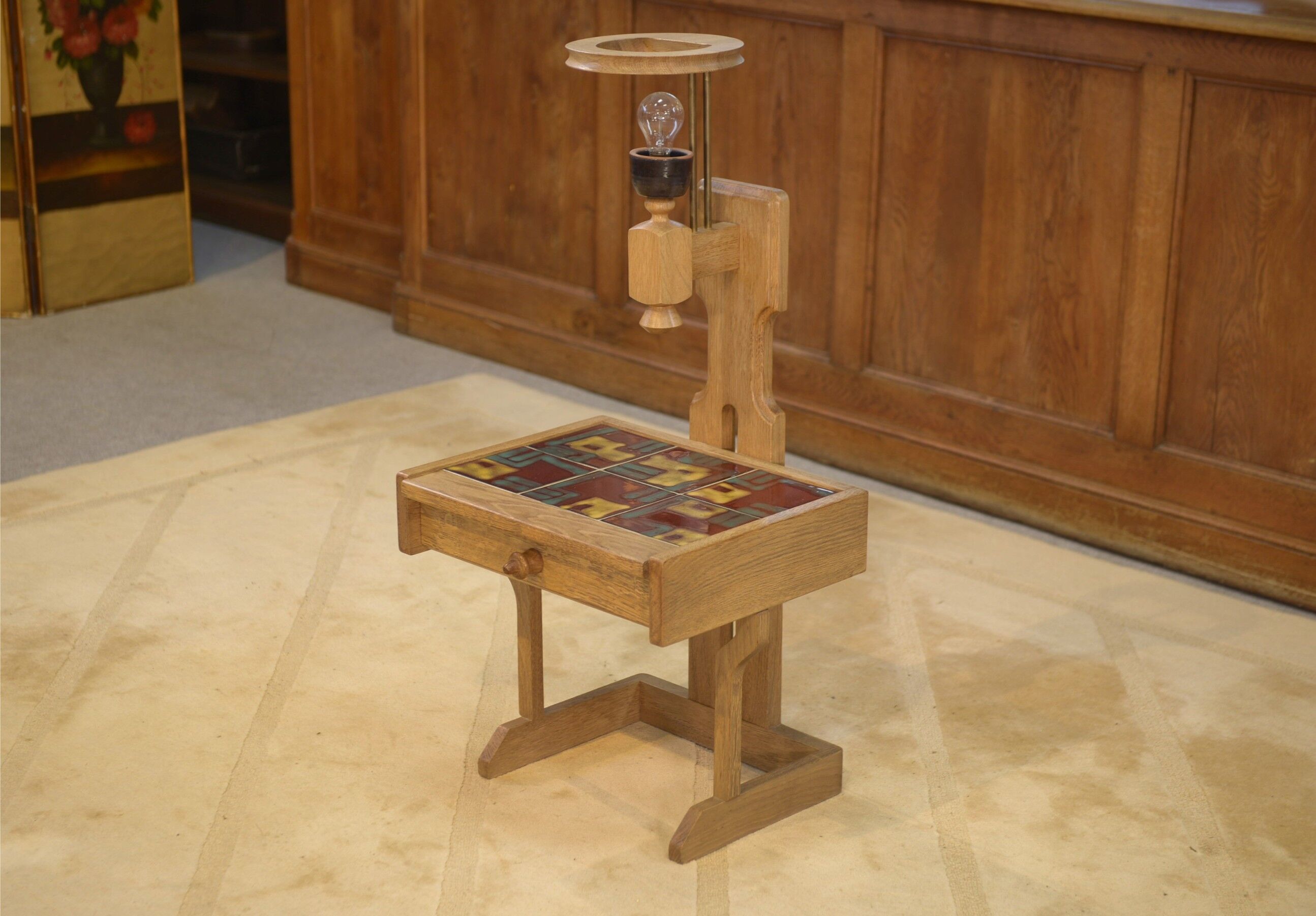 Oak bedside table by Guillerme and Chambron for Your House 1950s
