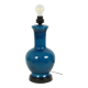 Large Italian Round Blue Ceramic Lamp Crackle Glaze 45cm