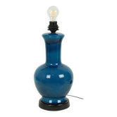 Pied de lampe en céramique craquelée bleue, Italie