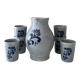 Vintage jug + 6 mugs, wine jug, ceramic jug, water jug