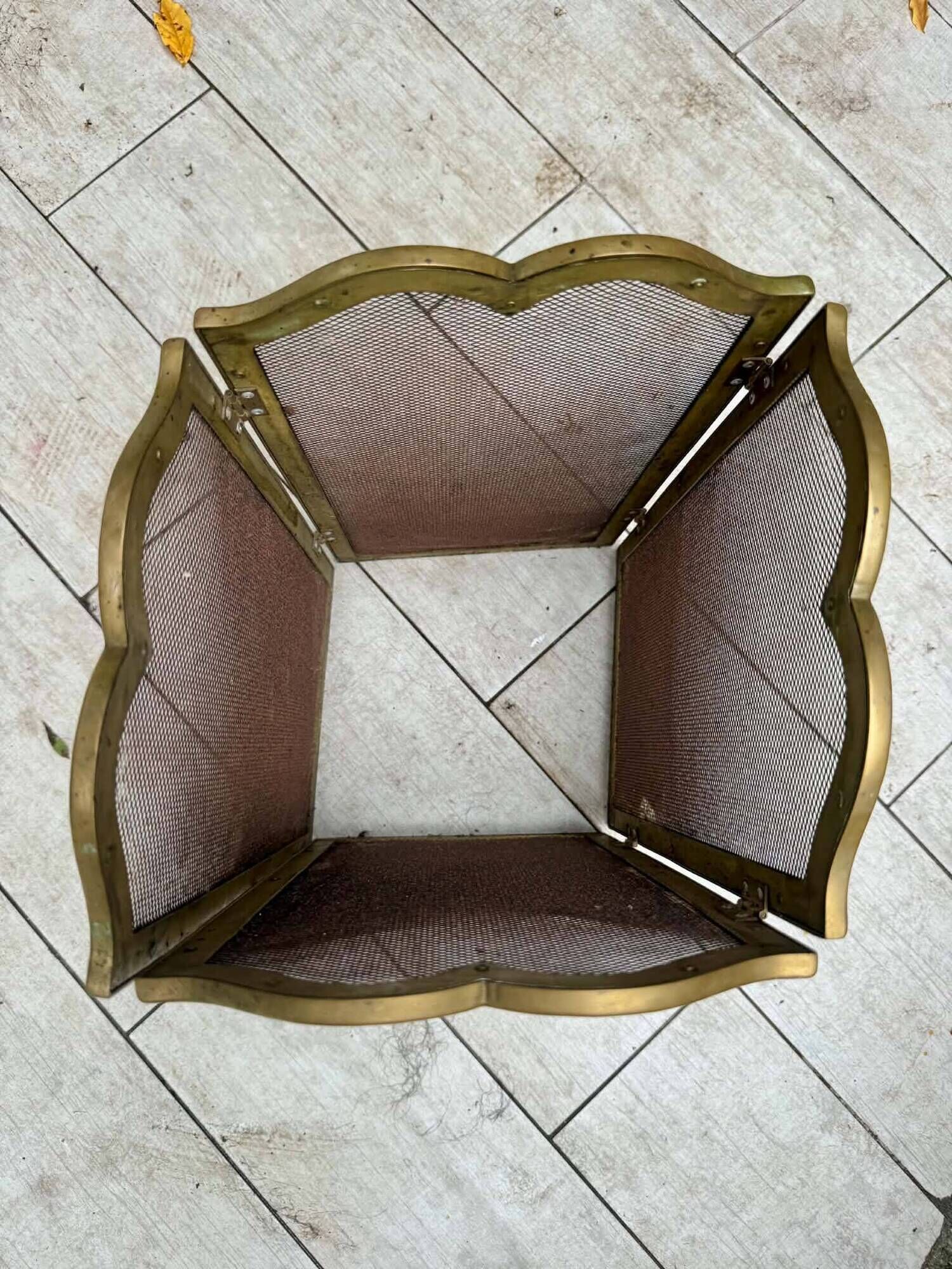 Vintage brass fireplace screen