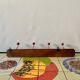 Vintage carved wooden wall coat rack - 4 red balls