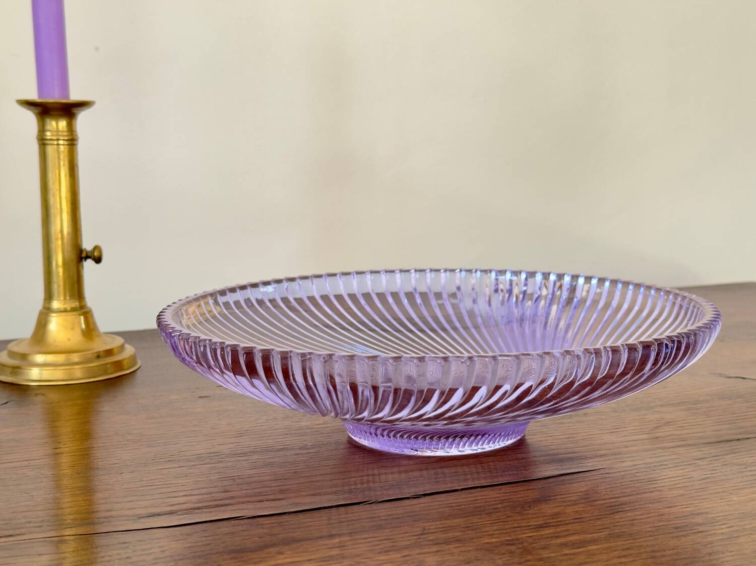 The lilac molded glass compote bowl.