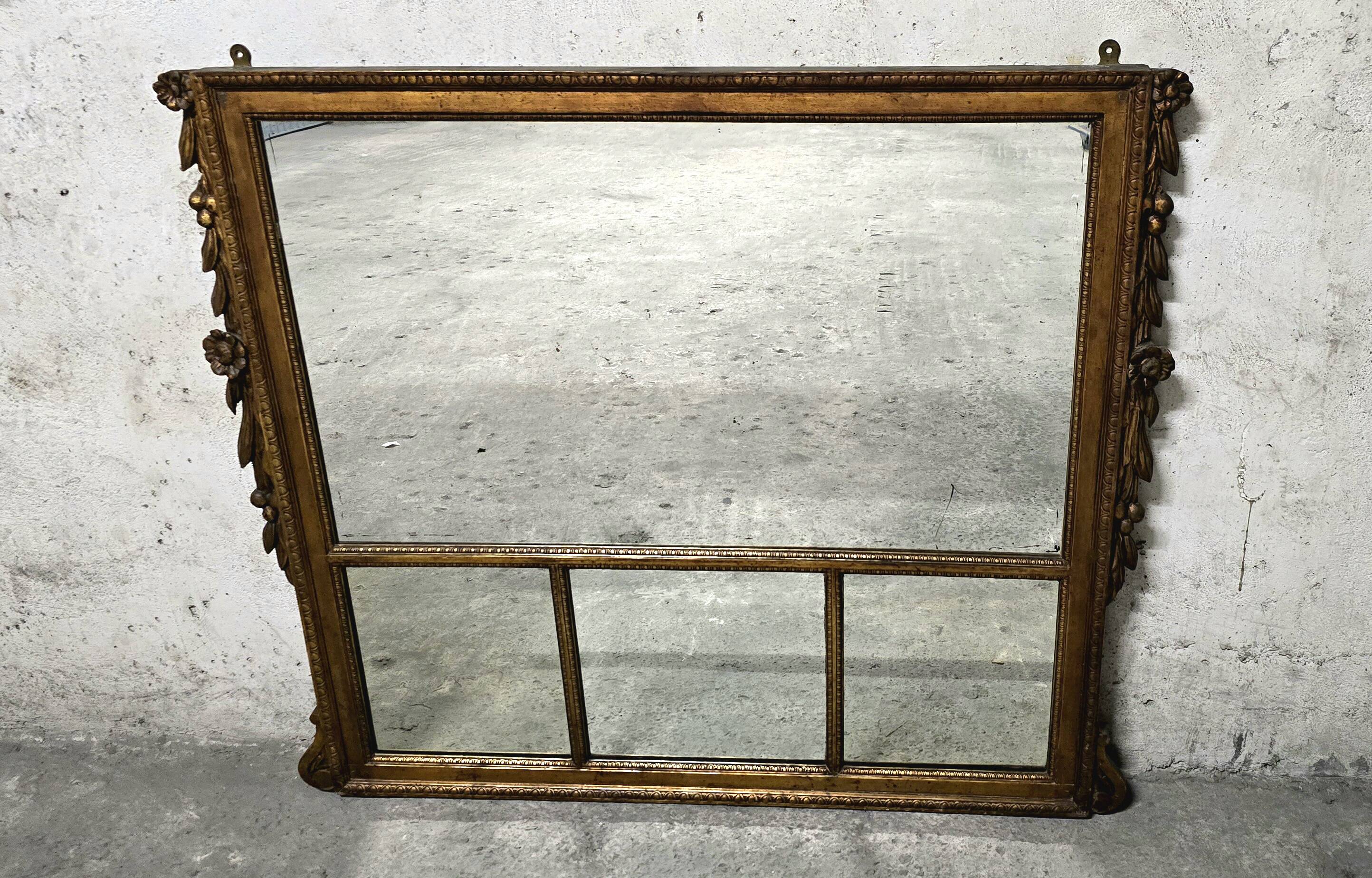 Wood and stucco fireplace mirror, late 19th-early 20th century