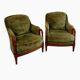 Green English bergere armchairs