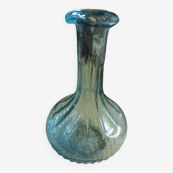 Soliflore vase old blue glass neck and round belly