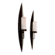 PAIR OF SCANDINAVIAN DESIGN METAL AND GLASS CANDLE HOLDERS.