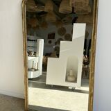 Large gilded mirror 19th century rounded corners mercury glass Louis XVI style