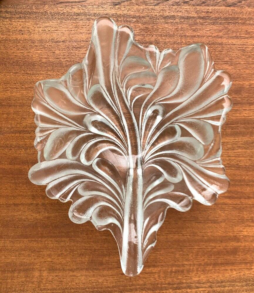 Heavy vintage German floral glass bowl by Walther Glas, 1970s.