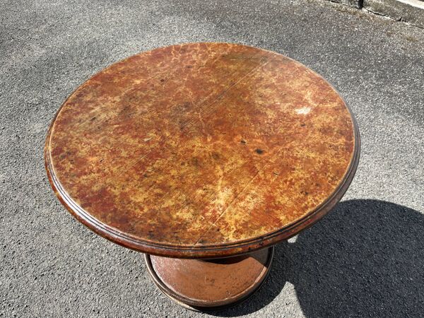 Table, guéridon ancien en bois et fer forgé