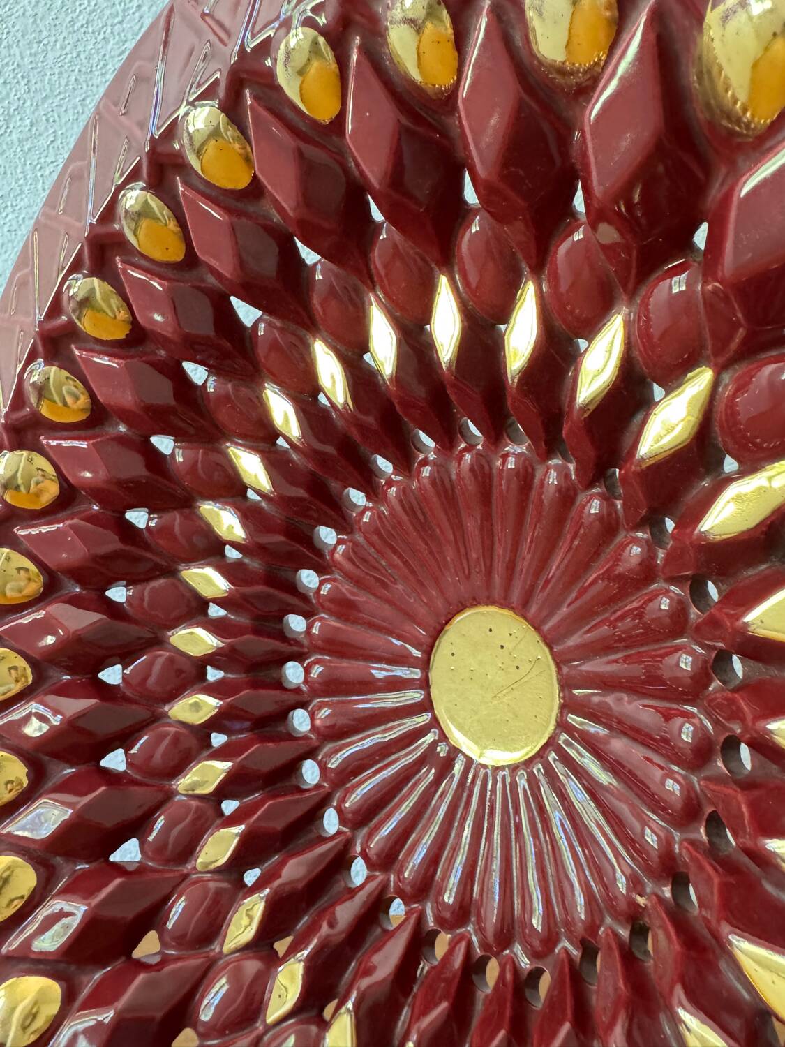 Large openwork ceramic dish from Vallauris, 1960s