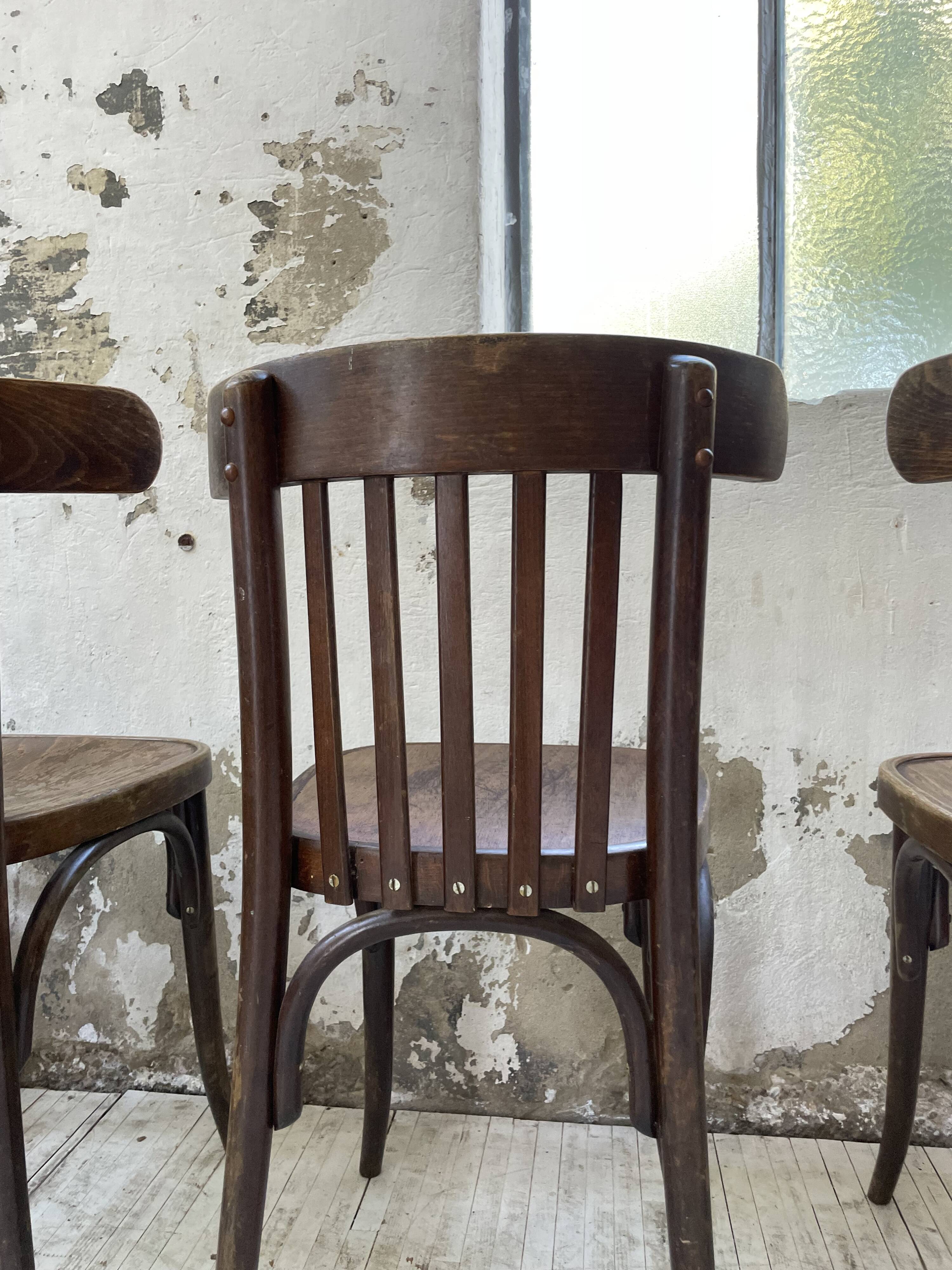 Set of 4 wooden bistro chairs