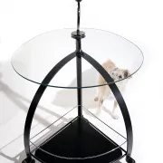 Vintage Bauhaus-style serving trolley with glass top