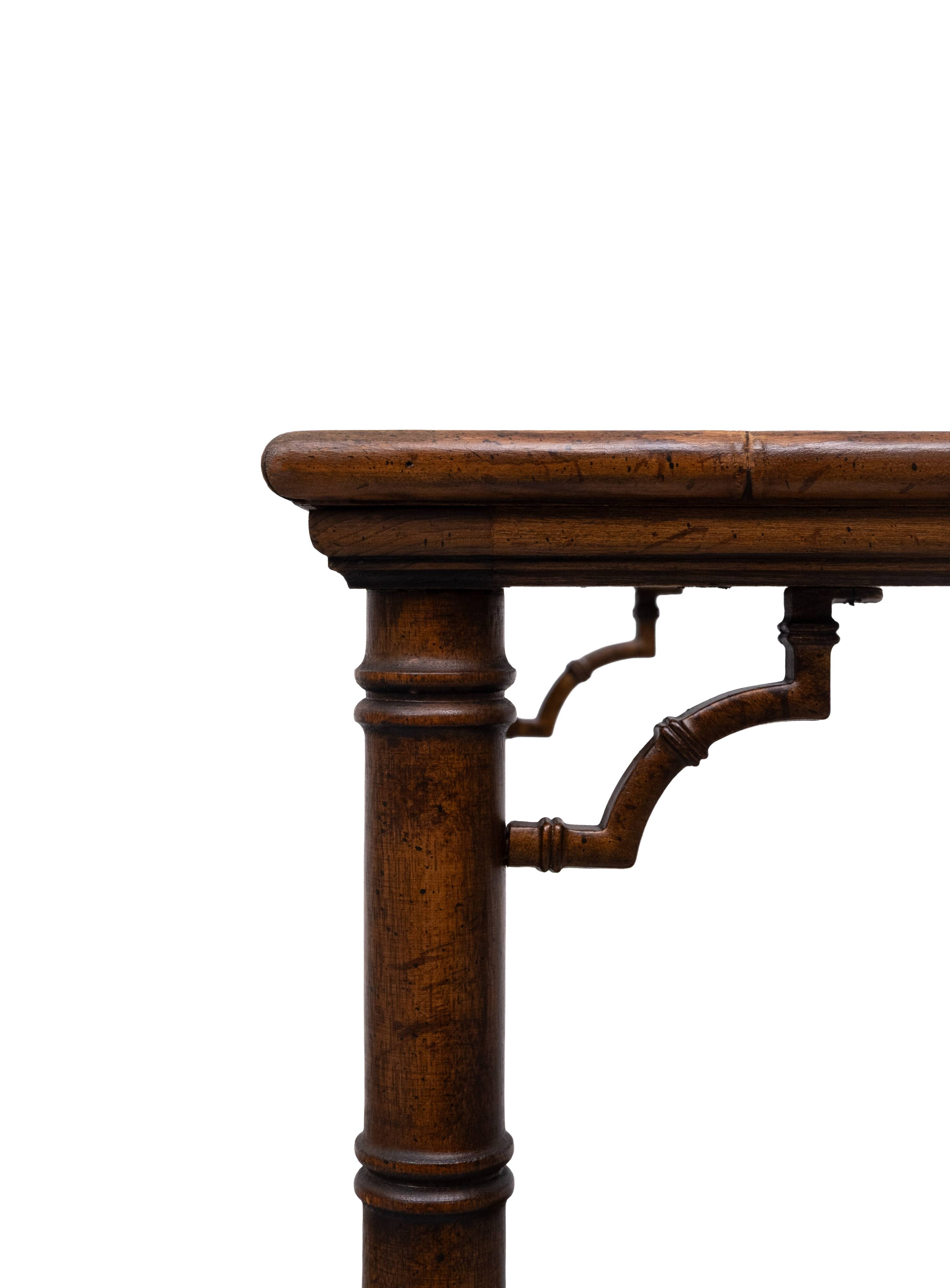 Pair Chinese Chippendale Faux Bamboo side or Sofa Tables 1970s