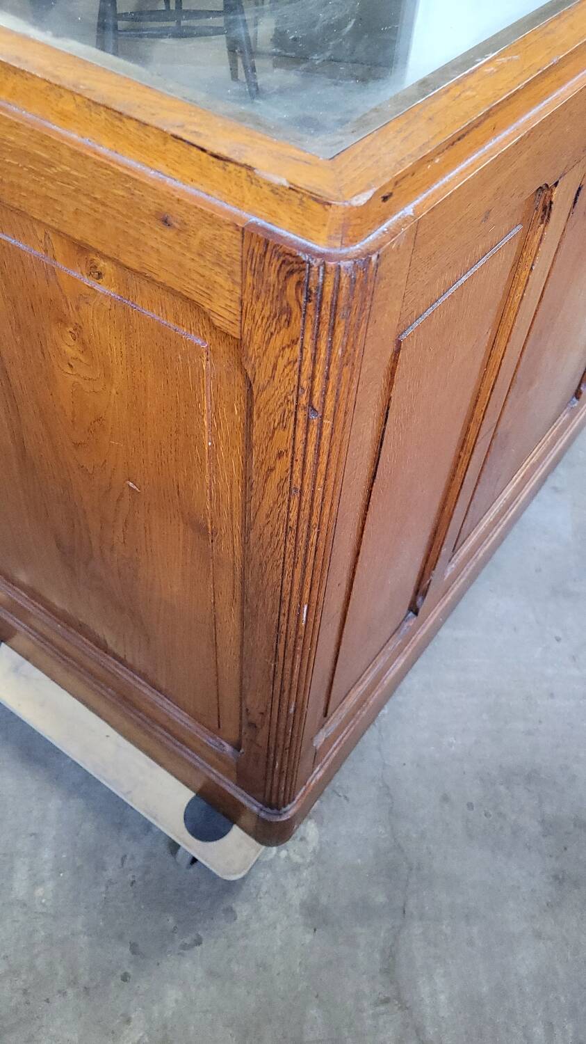 Shop counter display cabinet with old drawers, 1900s