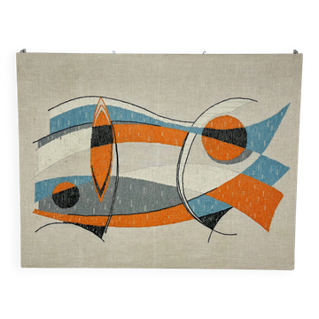 XL framed tapestry from the 60s, abstract patterns.