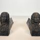 Pair of Cast Iron Andirons in the Likeness of Beethoven. France. Circa 1900.