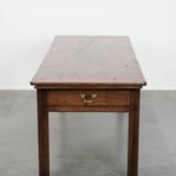 Antique French farmhouse dining table with two drawers and a pull-out board