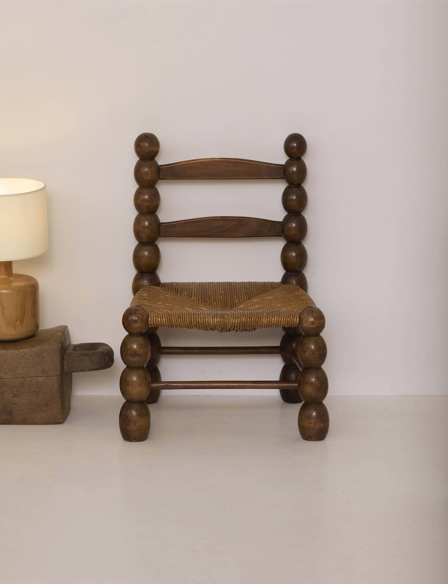 Vintage low chair in solid wood (oak) Dlg Dudouyt Circa 1960