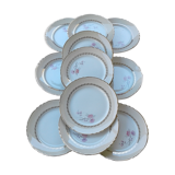 Set of 12 flat plates decors flowers vintage