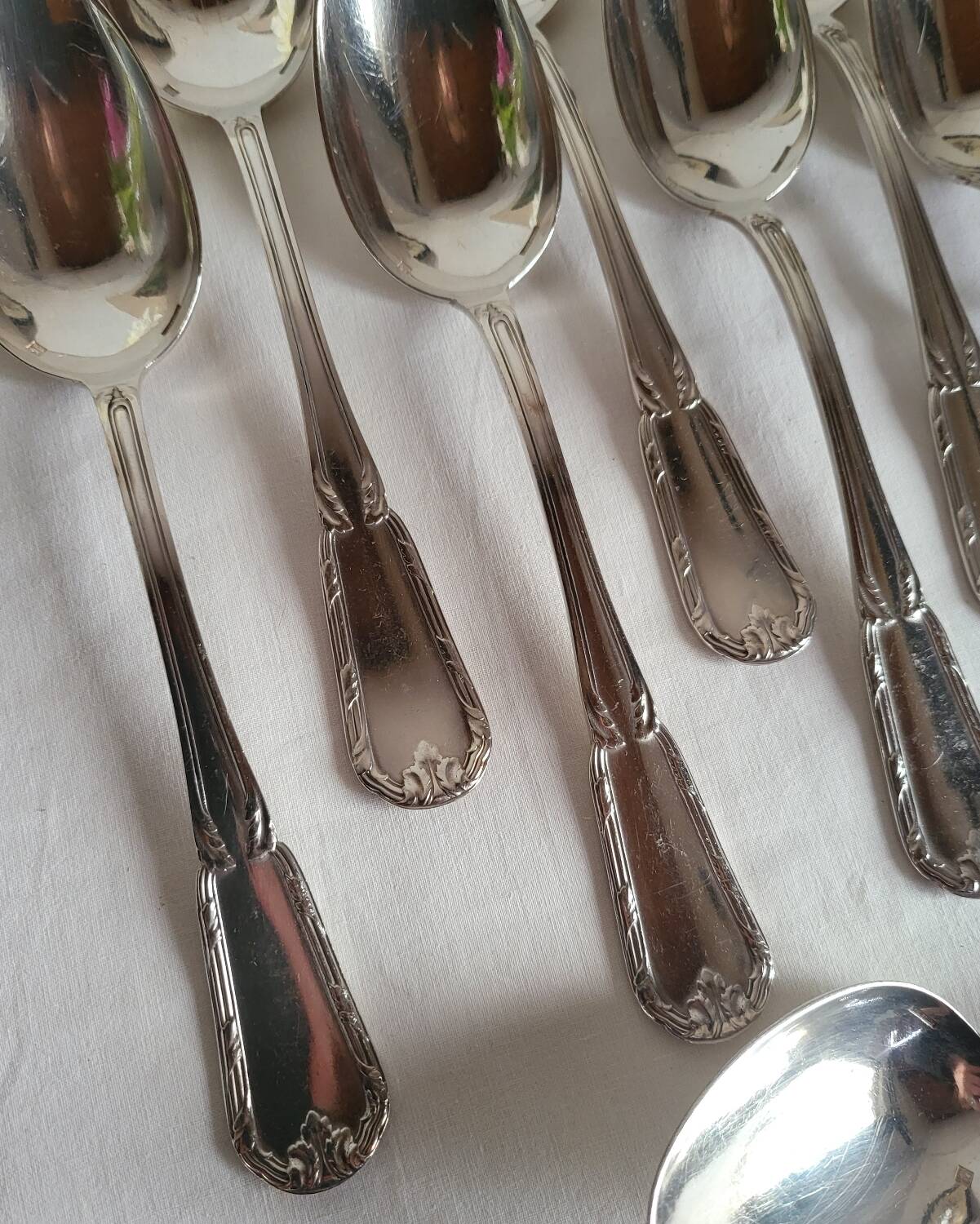 12 Large Silver-Plated Metal Spoons Boulenger Table Cutlery