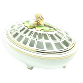 Art Nouveau bonbonniere, cream ceramic, Ćmielów, Poland, 1950s