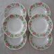 6 Plates wolf mill decoration flowers pink and green faience old