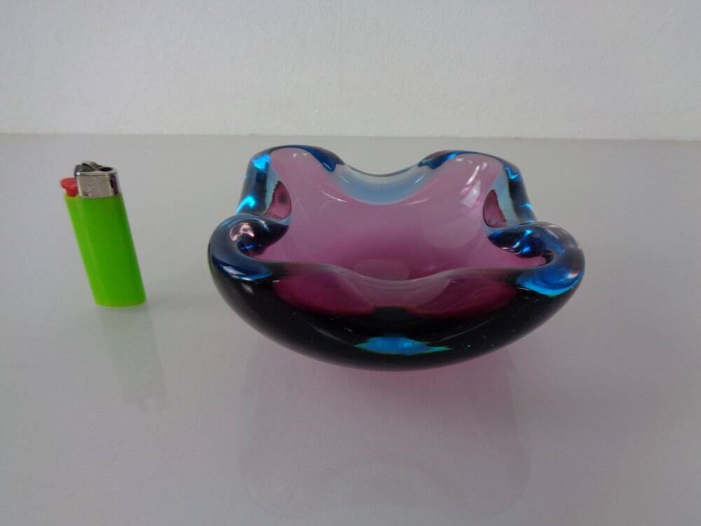 Sommerso Murano Glass Ashtray, Italy, 1960s