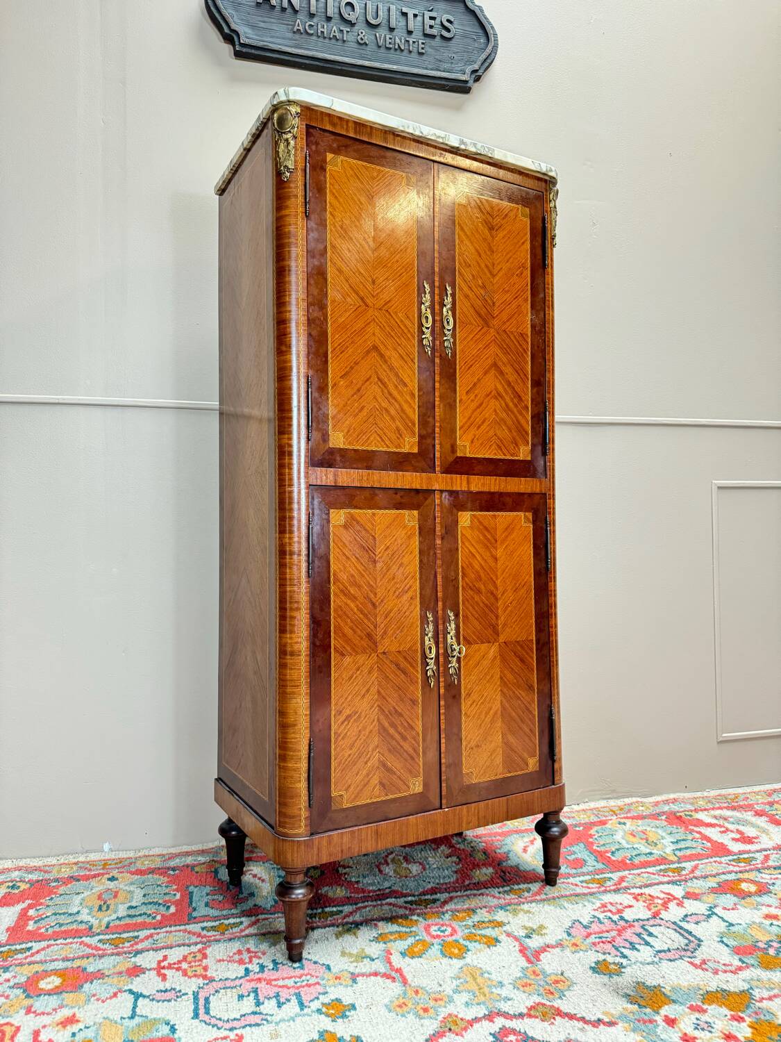 Louis XVI Style Marquetry Storage Cabinet, 19th Century